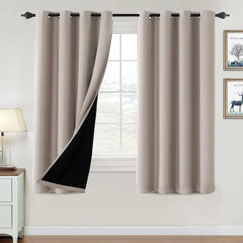 Vista 78 de H.VERSAILTEX Cortinas 100% de opacidad para dormitorio, con aislamiento térmico, cortinas opacas de 63 pulgadas de largo, cortinas de bloqueo