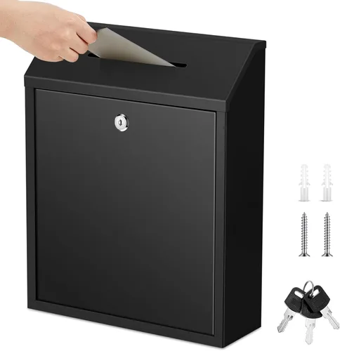 Vista 17 de Yaocom Caja de Recolectión de Donaciones de Efectivo de Metal Caja de Sugerencias Segura con Cerradura Montada en la Pared Buzón de Entrega