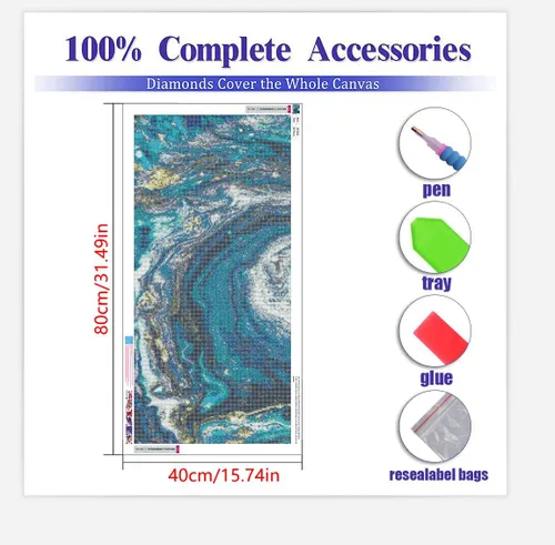 Vista 3 de BOHADIY Kits de pintura de diamantes para adultos, kits de arte de diamantes 5D para adultos, tamaño grande abstracto de 16 x 31 pulgadas, pinturas