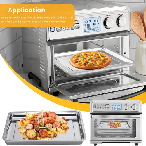 Vista 3 de Repuesto para freidora de aire para Cuisinart TOA-95 Breville BOV900BSS Black & Decker horno tostador de 8 rebanadas, 14.5 x 11.6 pulgadas, bandeja