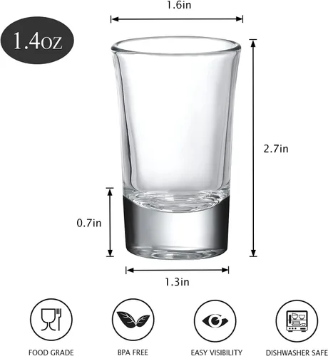Vista 2 de Paquete de 40 vasos de chupito de base pesada, juego de vasos de chupito de whisky de 1.4 onzas, vasos de vidrio pequeños para licor de licor, bar