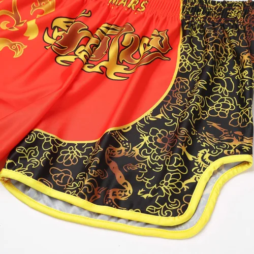 Vista 6 de Pantalones cortos deportivos Muay Thai para hombre, pantalones cortos de kickboxing, artes marciales y artes marciales