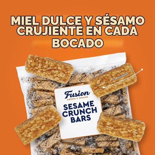 Vista 8 de Barras de caramelo crujientes de semillas de sésamo con miel, bolsa de 1