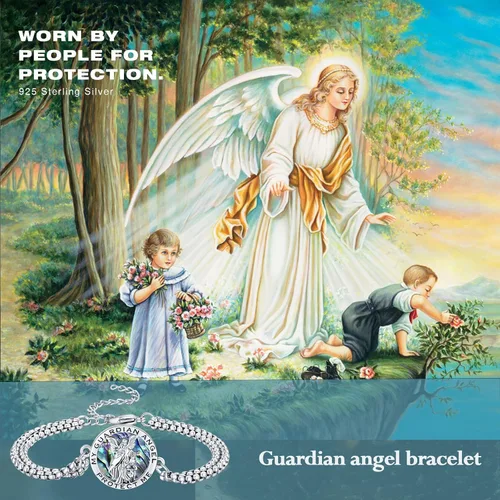 Vista 91 de Pulsera unisex de San Miguel/Cristóbal/Benedicto/Jude/José/Guadalupe/Ángel de la Guarda/Santa Muerte Pulsera de plata de ley 925 con cadena de doble