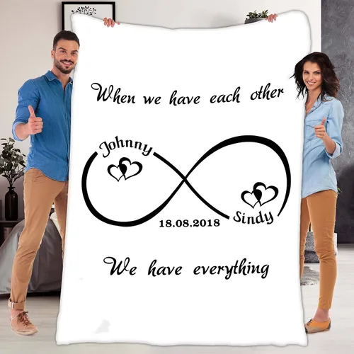 Vista 8 de Manta personalizada con texto en inglés «You & Me Infinite Love», manta para esposa, marido, novia, novio, manta para boda, aniversario, Navidad