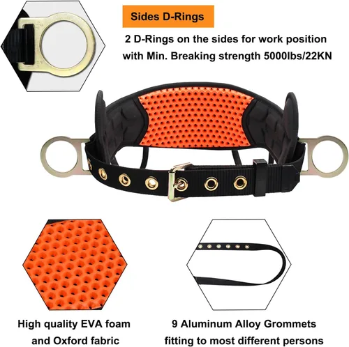 Vista 2 de Arnés de Seguridad Cinturón de Escalada - Cinturón de Seguridad con Hebilla de Lengüeta con Almohadilla de Cintura Ventilable y que Absorbe