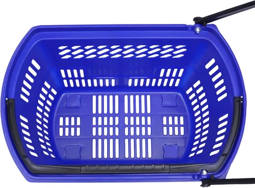 Vista 9 de Carrito de compras de 6 piezas, moderno carrito de compras de 35 l/9.2 galones con ruedas y asa, cesta de compras de PP independiente carrito de Azul