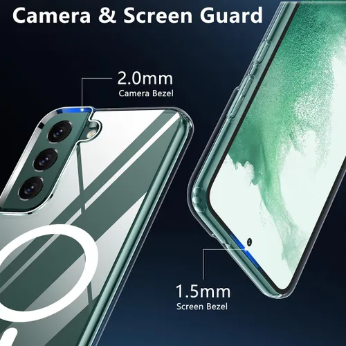 Vista 3 de TIANNIUKE Funda magnética para Samsung Galaxy S22, transparente y resistente al amarillo, compatible con MagSafe, ajuste delgado, a prueba