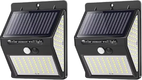 Vista 9 de Luces solares con sensor para exteriores, 30 LED, inalámbricas, impermeables, de seguridad, con sensor de movimiento solar, luces de pared