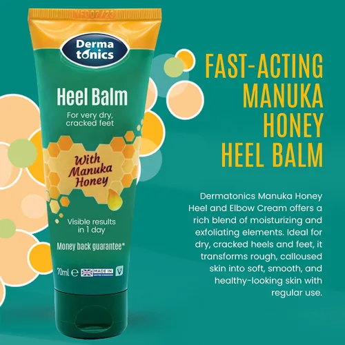 Vista 2 de Dermatonics Crema de pies para talones secos y agrietados, 25% de urea con miel de manuka, tratamiento hidratante intensivo del talón, removedor