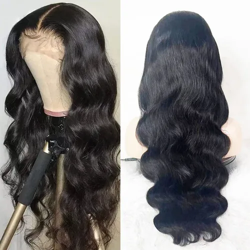 Vista 3 de Peluca de encaje frontal transparente de cabello humano virgen brasileño ondulado, peluca frontal de encaje de 13 x 6 pulgadas, prearrancada