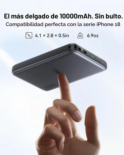 Vista 2 de Banco de poder más delgado magnético de INIU, cargador portátil 10000mAh Negro