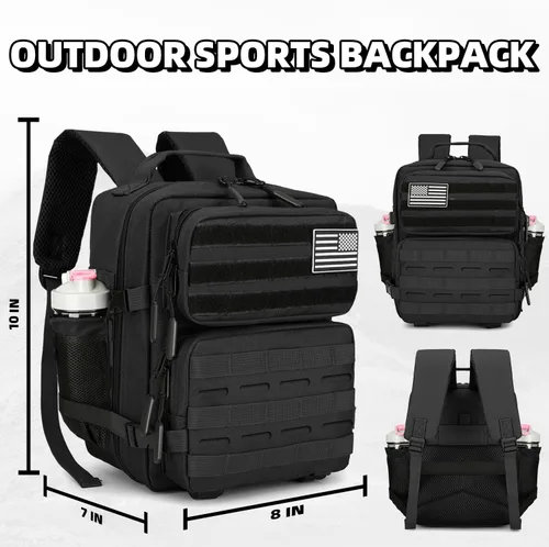 Vista 4 de Mini mochila táctica de 9L para hombres y mujeres, mochila táctica pequeña para senderismo, bolsa táctica pequeña, paquete de fitness, Negro