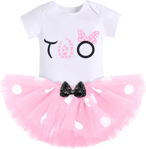 Vista 12 de IMEKIS Conjunto de Ropa de Cumpleaños de Ratón para Bebé Niña 1er 2do Cumpleaños Pelele Romper para Romper Tartas Falda Tutú Conjunto de Lunares