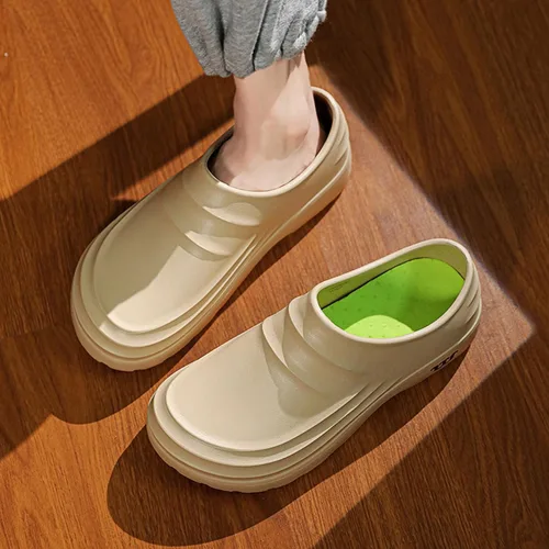 Vista 2 de Zuecos para mujeres y hombres, antideslizantes, impermeables, para el cuidado de la salud, zapatos de trabajo de seguridad para cocina, jardín