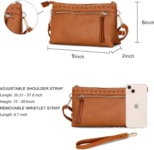Vista 5 de E Bolsos cruzados pequeños para mujer, de piel vegana, cartera de mano, cartera de mano