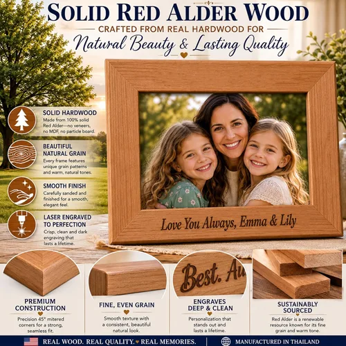 Vista 4 de Congratulations Graduate Class Of 2019 2020 2021 2022 – Marco de fotos de madera de aliso natural personalizado – Añade nombre, año, nombre
