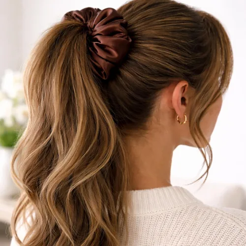 Vista 3 de XL Satin Scrunchie for Thick Hair – Oversized Hair Scrunchy for Ponytail Bun or Sleeping – Frizz Free Satin Hair Tie for Women and Girls