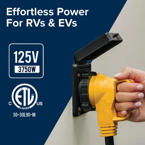 Vista 3 de Camco Power Grip - Cable de extensión de caravana de 50 pies y 30 amperios