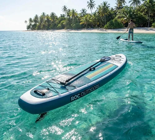 Vista 4 de Roc Inflatable Stand Up Paddle Board 10' 6" with Premium SUP Paddle Board Accessories, Wide Stable Design, Non-Slip Comfort Deck for Youth & Adults