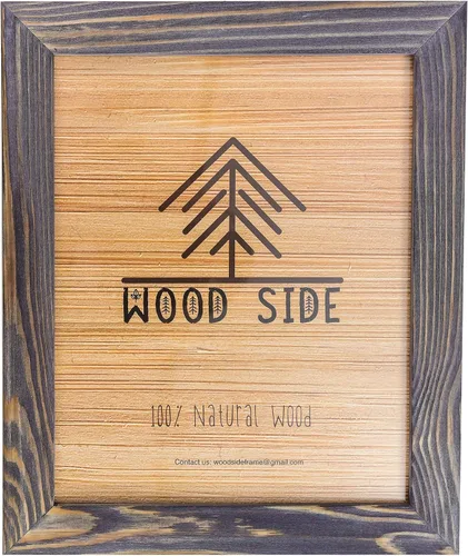 Vista 13 de Marco de fotos de madera rústica de 11 x 14 – 100% madera maciza natural ecológica envejecida para montaje en pared, color azul