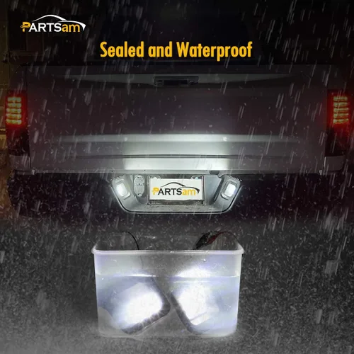 Vista 6 de Ensemble de luces LED Partsam para matrícula con carcasa negra ahumada Compatible con Dodge Ram 1500 2500 3500 2003-2018 para camioneta Pickup