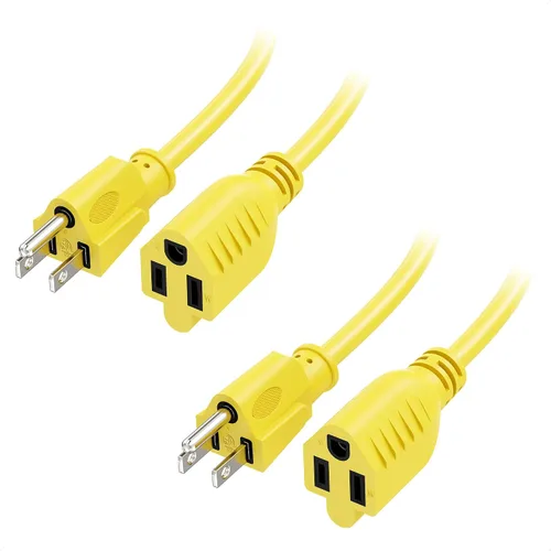 Vista 11 de Cable Matters - Paquete de 2 cables de extensión de alimentación cortos de 16 AWG, resistentes de 13 A, 1 pie, 3 clavijas, NEMA 5-15P a NEMA 5-15R