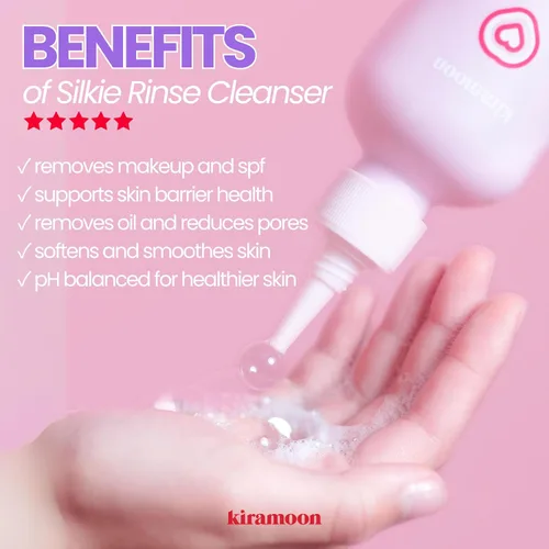 Vista 3 de Kiramoon Jabón facial Silkie Rinse Hidratante Suave Limpiador Facial para Piel Seca o Sensible – Desmaquillante Hidratante y Lavado Facial