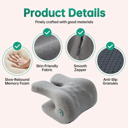 Vista 6 de Silla de oficina con reposacabezas, almohada para el cuello de espuma viscoelástica, soporte para el cuello, almohada de reposacabezas de apoyo