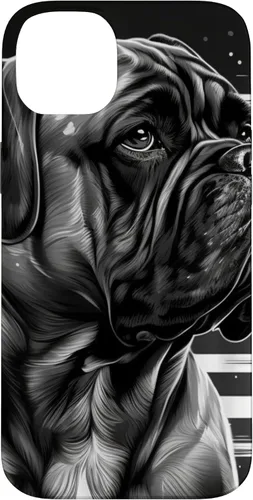 Vista 15 de iPhone 16 Bullmastiff Dog Black And White American Flag Bullmastiff Case