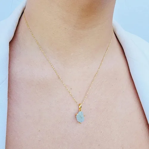 Vista 40 de Juego de joyas de piedras preciosas crudas reales con plata de ley 925 chapada en oro real, collar y aretes de piedra natal, regalo para ella por