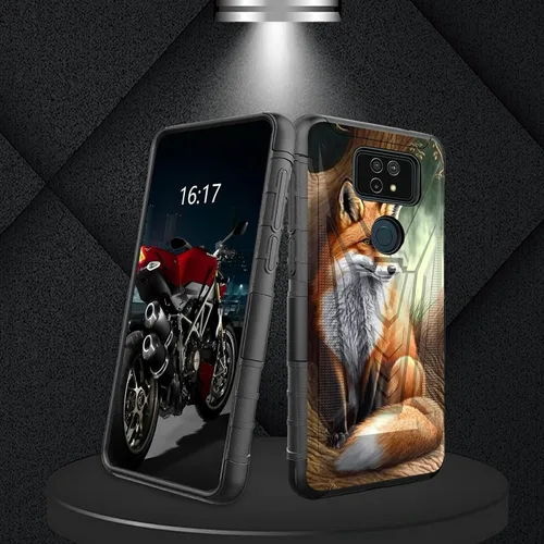 Vista 112 de Funda para AT&T Maestro Max 2021/Cricket Ovation 2 con protector de pantalla de vidrio templado, funda resistente con función atril integrada