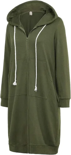 Vista 2 de GRACE KARIN - Sudadera casual con capucha para mujer, con bolsillos y cremallera, estilo túnica