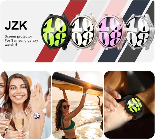 Vista 7 de [2+4] Paquete de protectores de pantalla para Samsung Galaxy Watch 6 de 1.575 pulgadas, JZK 2 funda protectora de policarbonato duro + 4 protectores
