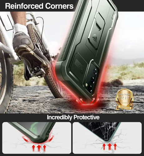 Vista 3 de Dexnor Funda para Samsung Galaxy S20 FE, [Protector de Pantalla y Soporte Integrados] Protección de Grado Militar de Servicio Pesado a Prueba