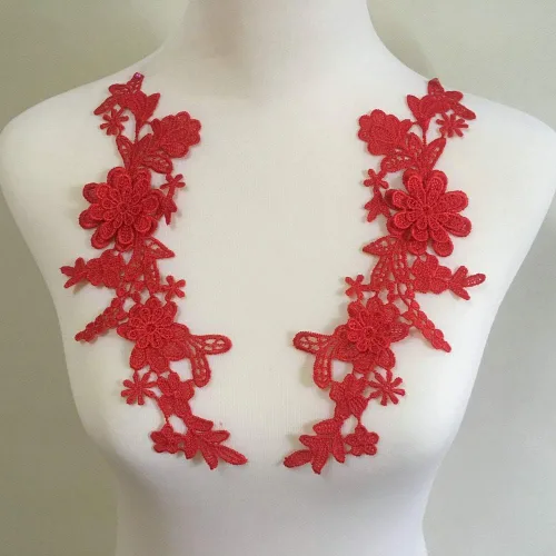 Vista 22 de 1 par de apliques de bordado para boda, encaje floral, adornos de costura (negro A)