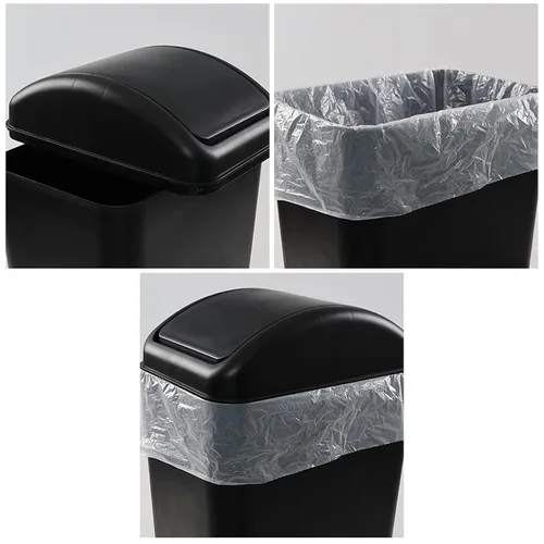 Vista 5 de Ramddy - Cubo de basura delgado de plástico de 3.5 galones, 14 L pequeño cubo de basura comercial Negro, papelera moderna