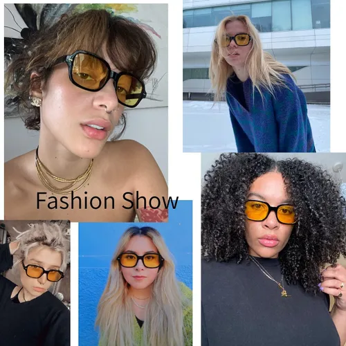 Vista 2 de Dollger Gafas de sol rectangulares retro para mujer gafas de sol cuadradas pequeñas protección UV 400 con marco tachonado