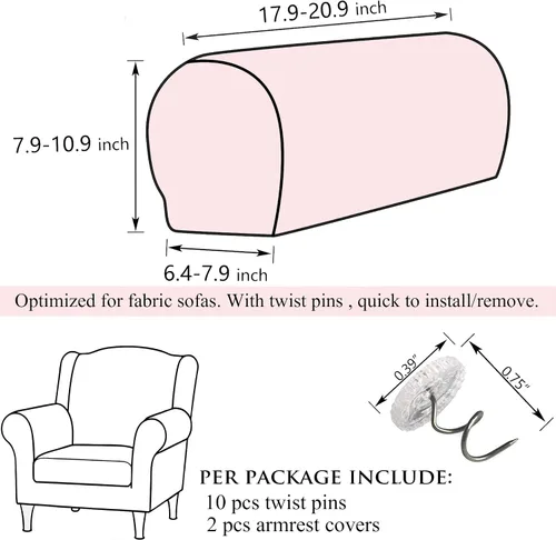 Vista 2 de Juego de 2 fundas elásticas para reposabrazos de sofá, silla y sillón reclinable (Negro)