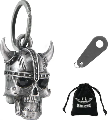 Vista 25 de Dream Apparel Campanas de motocicleta para motociclistas, accesorios de campanas pesadas y llavero para la suerte