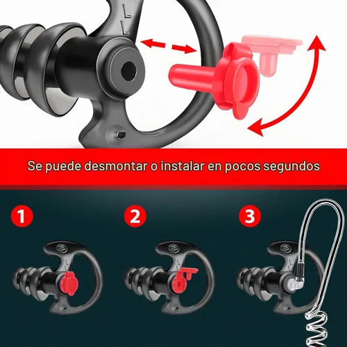 Vista 6 de Zeadio Auricular de triple brida, cómodo tapón de silicona para oído para oídos, negro, mediano, par de 4