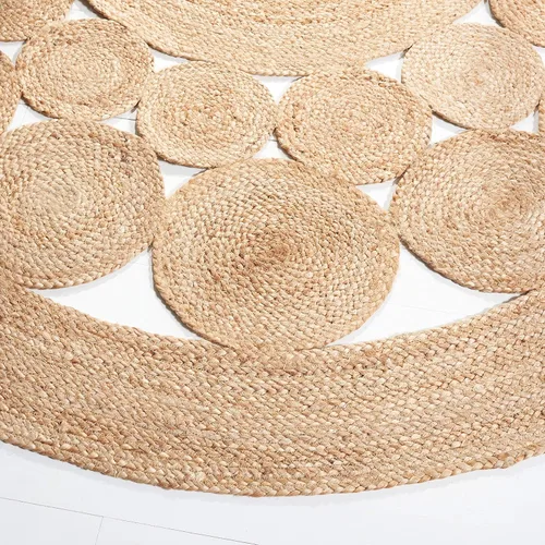 Vista 3 de SAFAVIEH Natural Fiber Round Collection NFB309A - Alfombra redonda de yute con encanto de campo bohemio hecho a mano de 3 pies