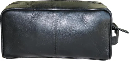Vista 3 de jaald Neceser de cuero genuino negro de lujo para hombre, kit de ducha, bolsa de afeitado y aseo para viajes, padrinos de boda, regalo para hombres