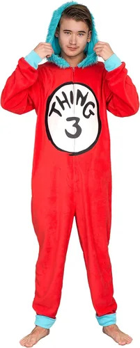 Vista 3 de Dr. Seuss Thing 1 y 2 parches intercambiables para adultos o niños disfraz de pijama