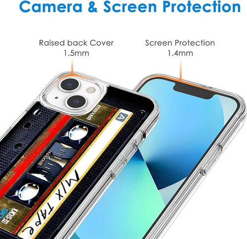 Vista 2 de Funda compatible con iPhone 13 Pro Max, funda de cassette vintage Mixtape para teléfono, funda protectora a prueba de golpes, funda de TPU suave