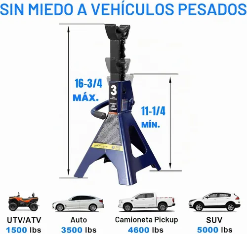 Vista 5 de TCE AT43202U-1 Torin Soportes de gato de acero: capacidad de 3 toneladas (6,000 lb.), azul, 1 par
