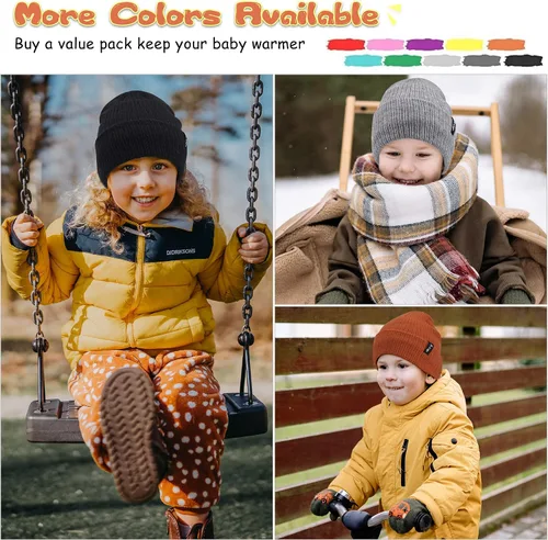Vista 7 de FZ FANTASTIC ZONE 3 Pcs Toddlers Winter Hat Baby Beanie Boys Girls for 0-3 Years Old, Kids Warm Knitted Fleece Infant Hats