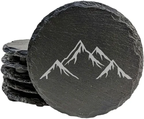 Vista 55 de Mountain Majesty - Posavasos de pizarra con impresionante diseño de escena de montaña, perfectos para decoración del hogar y la oficina y protección
