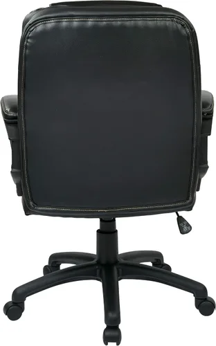 Vista 8 de Office Star Deluxe sobremedida silla de piel sintética con brazos acolchada, Cuero falso Nylon, Negro