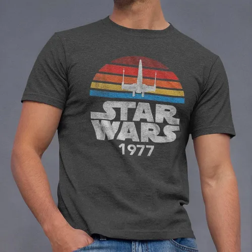 Vista 4 de STAR WARS 1977 Logo Rainbow X-Wing Camiseta para hombre